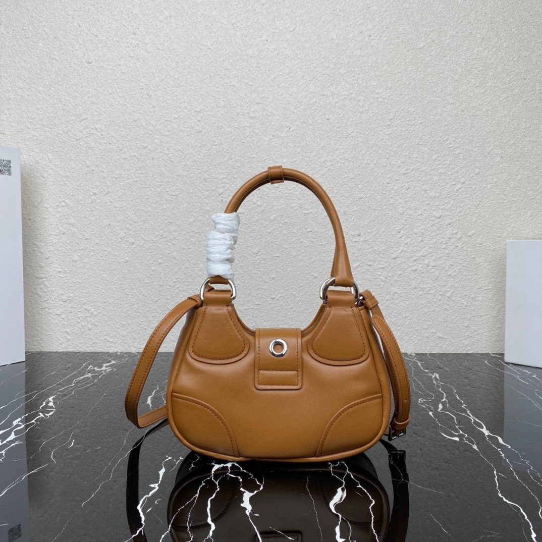 Prada Moon Padded Nappa Leather Hobo Bag Caramel 1BA381